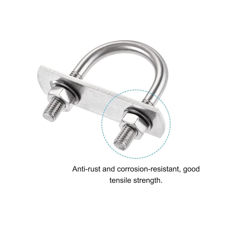 METALLIXITY U Bolts 2 Sets (M8x35x60mm), Round U Bolt 304 Stainless Steel with Accessories - for Construction, Pipe - Image 4